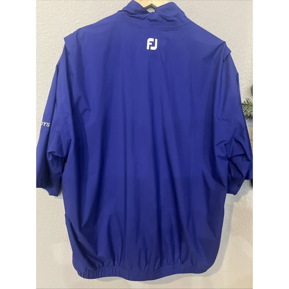 Dryjoys By Footjoy Pullover Jacket Saiae BLUE Rainproof short sleeve Men's LARGE